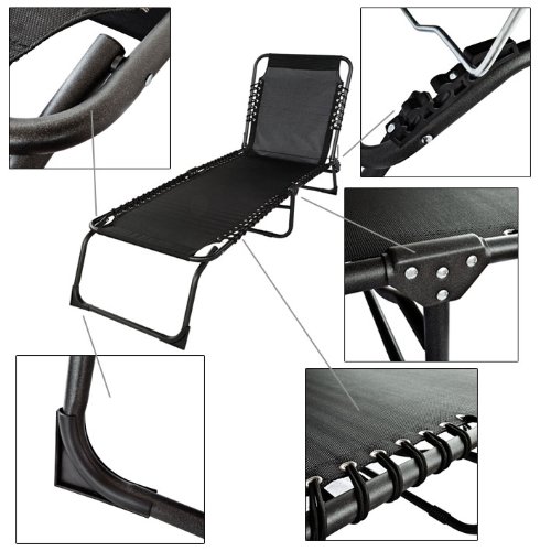 Chaise longue bain de soleil, transat de jardin pliante, chaise de camping, fauteuil relax inclinable, pliable et réglable. So-OGS10-Sch
