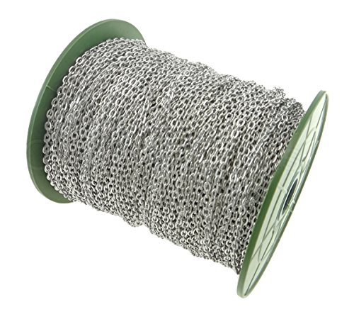CleverDelights Cable Chain Spool - 330 Feet - Antique Silver (Platinum) Color - 3x4mm Link - 100 Meters