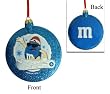 3.5" Blue M&M Snowboarding Glitter Disc Christmas Ornament