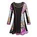 Women's Tunic Top - Amethyst Allure Black & Purple Paisley Print Blouse
