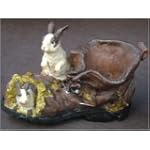 Decorative Boot Flower Planter With Rabbit Decoration Ornament