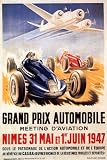 CAR RACE GRAND PRINX AIRPLANE AUTOMOBILE MEETING AVIATION 1947 VINTAGE POSTER REPRO