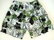 Big and Tall Mens Swim Trunks with Elastic Drawstring Waist and Board Short Style Front, 2 Side Patch Pockets. Mesh Lined. White/Green/Floral in Sizes 2XL - 4XL