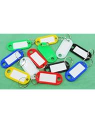 SODIAL(TM) 30 X Coloured Plastic Key Fobs Luggage ID Tags Labels Key rings with Name Cards, Ideal For Many Uses - Bunches Of Keys, Luggage Tags, Memory Sticks, Name Tags For Your Pets, etc?-