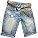 Valuker Men's Slim Fit Denim Short Jeans Light Blue