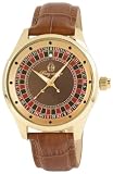 Burgmeister Roulette BM512-295 Herren Uhr IP Gold braun-bunt Leder braun