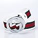 Uneedk Men's 38-mm GG Buckle Italy Leather Belt Green/Red/Green (95cm/37.3inch (28-30), White Silver) ¡­