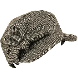 Tweed Ribbon Thick Cadet Military Castro Hat Cap Black