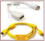 PTC Premium Mini-DVI to HDMI adapter with 6 ft Premium Yellow HDMI cable VALUED PACK - for iMac (Intel Core Duo), MacBook, and 12-inch PowerBook G4