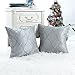 CaliTime Faux Silk Throw Pillow Case Cover for Sofa Couch Home Decoration Modern Waves Lines Embroidered 18 X 18 Inches Gray