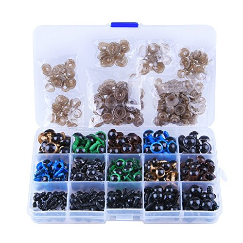 264 Pcs 6~12mm Colorful Safety Eyes Plastic Safety Eyes Plastic Eyes with Washers for Doll, Puppet, Plush Animal
