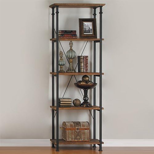 Home Elegance Factory Bookcase by in Rustic Brown