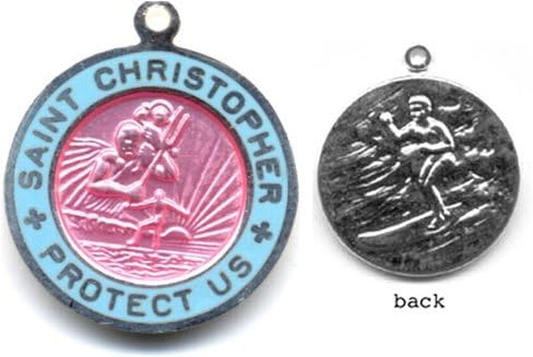 St. Christopher Surf Medal - Small Pink/Babyblue
