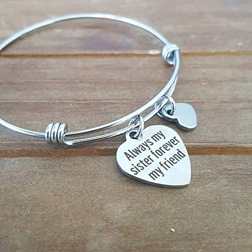 Always My Sister Forever My Friend Heart Charm Bracelet