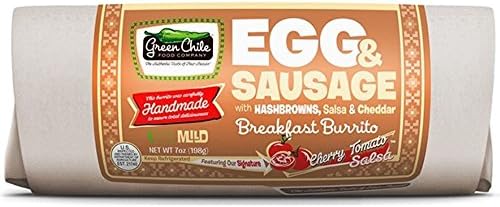 Green Chile Foods Breakfast Egg and Sausage Butcher Wrap Burrito, 7 Ounce -- 12 per case.
