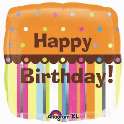 Happy Birthday Stripes and Dots 18 Inch Balloon
