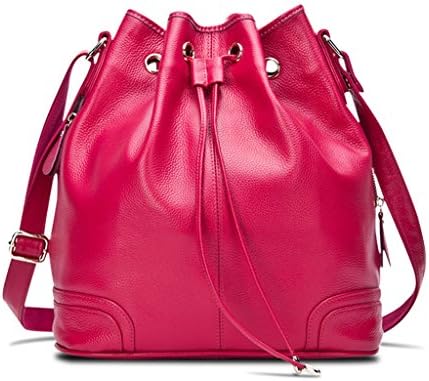 Walk Arrive Women's Soft Leather Shoulder Bag Bucket Bag Hot Pink