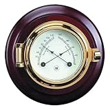Nautical Solid Brass Thermometer & Hygrometer on Teak Wood