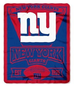 NFL New York Giants Marque Printed Fleece Throw, Blue, 50 x 60