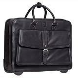 Black Clark & Mayfield Stafford Rolling Leather Laptop Tote 17