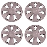 Set of 4 Silver 16 Inch Aftermarket Replacement Hubcaps with Clip Retention System - Part Number