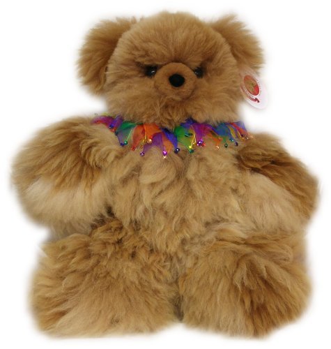 51WltFVjzTL Alpaca Bear. Genuine Dark Colored Alpaca Teddy Bear With Multi Colored Rhinestones Collar. 18 Inches high.