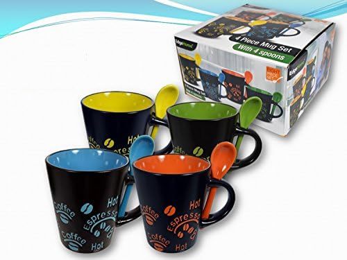 COLORFUL 8 PIECE CERAMIC DELUXE 12OZ. COFFEE/TEA MUG SET