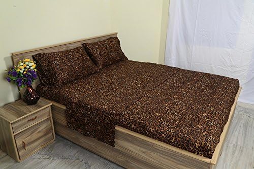 Colorfull Home Super Soft Egyptian Cotton 650-Thread-Count Sateen 3 PCs set One Zipper Closer Duvet Cover &amp; Two Pillow Cover Leopard Print Queen Size