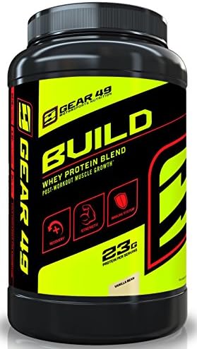 Gear 49 Build - Whey Protein Blend - Supports Post Workout Muscle Growth - Cold Processed for Absorption - Great Taste - Vanilla Bean