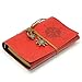 EvZ Leather Writing Journal Notebook, 7 Inches Vintage Nautical Spiral Blank String Diary Notepad Sketchbook Travel to Write in, Unlined Paper, Retro Pendants, Classic Embossed, Red