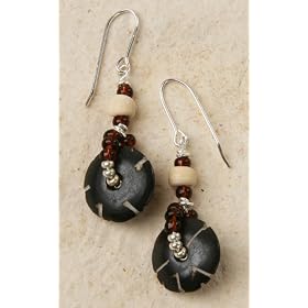 African Carved Bone Earrings