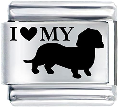 LuckyJewelry I Love My Dog Laser Etched Italian Charm fit Nomination Link Bracelet