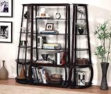 Unique Design Espresso Finish Five Shelves Bookcase Set