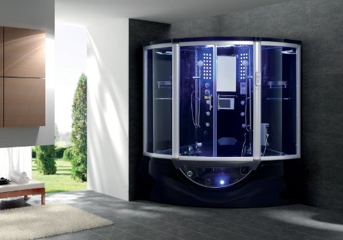 Jacuzzi Whirlpool Bathtub Shower Steam Sauna Computerized Massage Jets SPA TV Phone Black