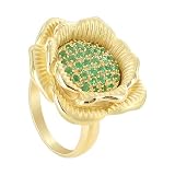 18 KT Gold Layered Emerald Multilayered Flower Ring