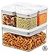 Set of 4 - Airtight Plastic Storage Canister Set, Food Saver Container w/ Vacuum Seal Locking Lid