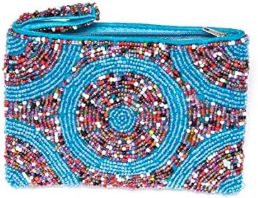 Black Friday Cyber Monday Sale Gift Kharmic Creations Women's Poppin' Handmade Beaded Coin Purse (One Size, Blue, Rainbow)