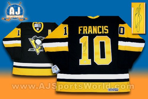RON FRANCIS Pittsburgh Penguins Signed Retro JERSEY