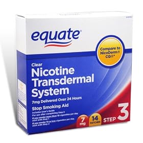 Equate - Step 3, Nicotine Transdermal System, Stop Smoking Aid, 7 mg, 14 Clear Patches