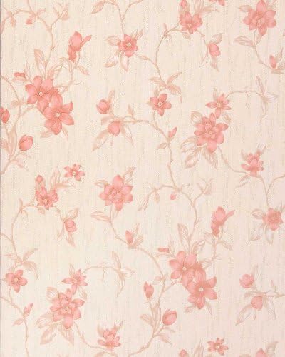 EDEM 032-23 vinyl wallpaper floral design scandinavian flower beige dusky pink coral light brown | 5.33 sqm (57 sq ft)