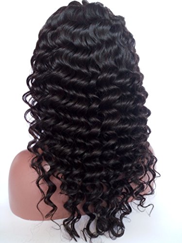 Royal-First Glueless Brazilian Virgin Human Hair Lace Front Wigs for Women Deep Wave 180% High Density 20inch Long Natural Color