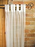 White Sheer 100% Cotton Gauze Tab Curtain, 44 inches X 104 inches