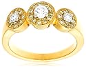 18k Two-Tone Gold White and Yellow Diamond 3-Stone Ring, Size 7