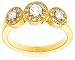 18k Two-Tone Gold White and Yellow Diamond 3-Stone Ring, Size 7