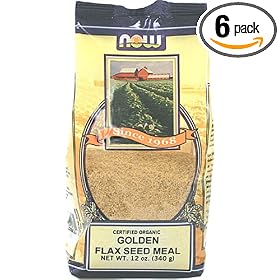 NOW Foods Organic Golden Flax Meal,  12 Ounce Bags (Pack of 6)