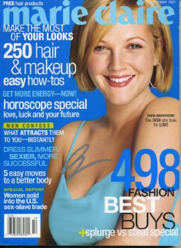 Marie Claire October 2001 Signed/Autographed by Drew Barrymore