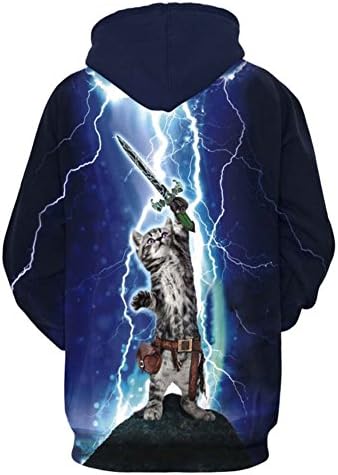 GIGA SWEAT Men hipster clothes Funny Cat Sweatshirt 3D Galaxy pullovers Hoodies (XL)