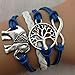 susenstone Women Handmade Charms Tree Elephant Knit Leather Rope Chain Bracelet Gift