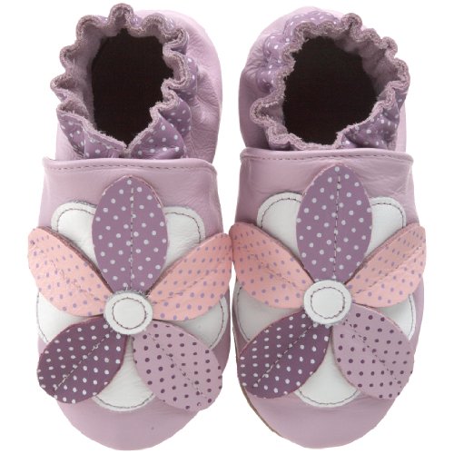 Robeez Soft Soles Kids' 3D Flower Crib Shoe,Lavender,6-12 Months (2.5-4 M US Infant)