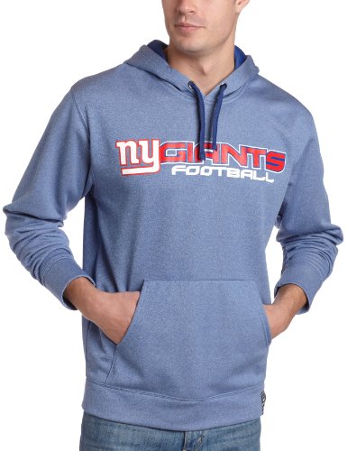 NFL Men's New York Giants Gridiron Hood III Long Sleeve Hooded Fleece Pullover (Stadium Blue/Deep Royal, Medium)